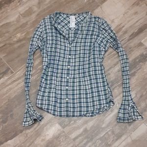 Junior size small girl crazy plaid top